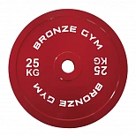 Диск калиброванный BRONZE GYM для пауэрлифтинга красный 25 кг
